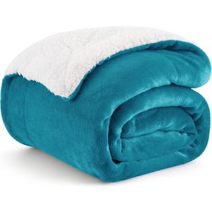 Bedsure Sherpa Fleece Throw Blanket Twin Size for Couch - Thick and Warm, Soft Fuzzy Plush Twin Blanket for Winter, Teal, 60x80 Inches