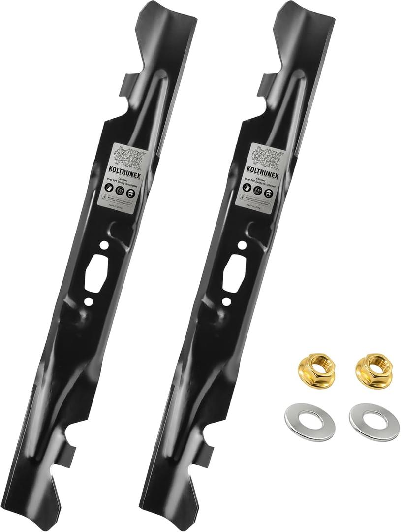 High Lift Mower Blades 23.25 Inch Replacement for Cub Cadet 742P05510-X 742-05510-X MTD Craftsman Troy-Bilt 46-Inch Deck Diamond Center Hole with Nuts and Washers 2PCS
