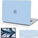 B BELK Compatible with MacBook Air 13.6 inch Case M5 2026 2025 2024 2023 2022 M4 M3 M2 A3449 A3240 A3113 A2681 Liquid Retina Display, Plastic Hard Shell Case+Keyboard Cover+Screen Protector, Airy Blue
