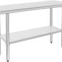 HARDURA Stainless Steel Work Table Commercial 1848 Inches Kitchen Prep Table and Heavy Duty Commercial Workbench NSF 430 with Undershelf and Galvanized Legs