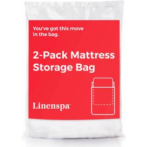 Linenspa Mattress Bag | 2 Pack Kings size / California King Mattress Bags for Moving, Storage & Disposal | Durable Plastic Cover for Moving