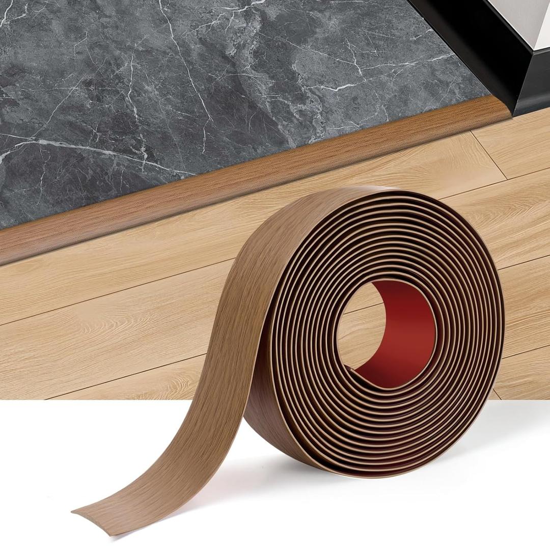 Floor Transition Strip Vinyl Self Adhesive Threshold Strip Carpet Edge Wood to Tile Laminate Flooring Gaps and Doorway Floor Cover Flat Divider Peel and Stick Trim (Yellow Wood, 5cm, 6.6FT)