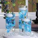 24 Pcs Floating Candles 12 Glass Vases for Centerpieces with 400 Acrylic Fake Ice Cubes 6 Pearl String Vase Filler Floating Candle Centerpieces for Tables Party Event Wedding Home Decor