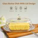 7 inch Glass Butter Dish with Lid, Clear Covered Butter Dish for Countertop, Elegant Butter Holder for Kitchen Dining Table Decor