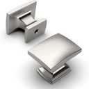 Amerdeco 10-Pack Brushed Satin Nickel Cabinet Knobs & Pulls - 1-1/8 Inch Single Hole Square Drawer Handles for Bathroom Cabinets ZH0011