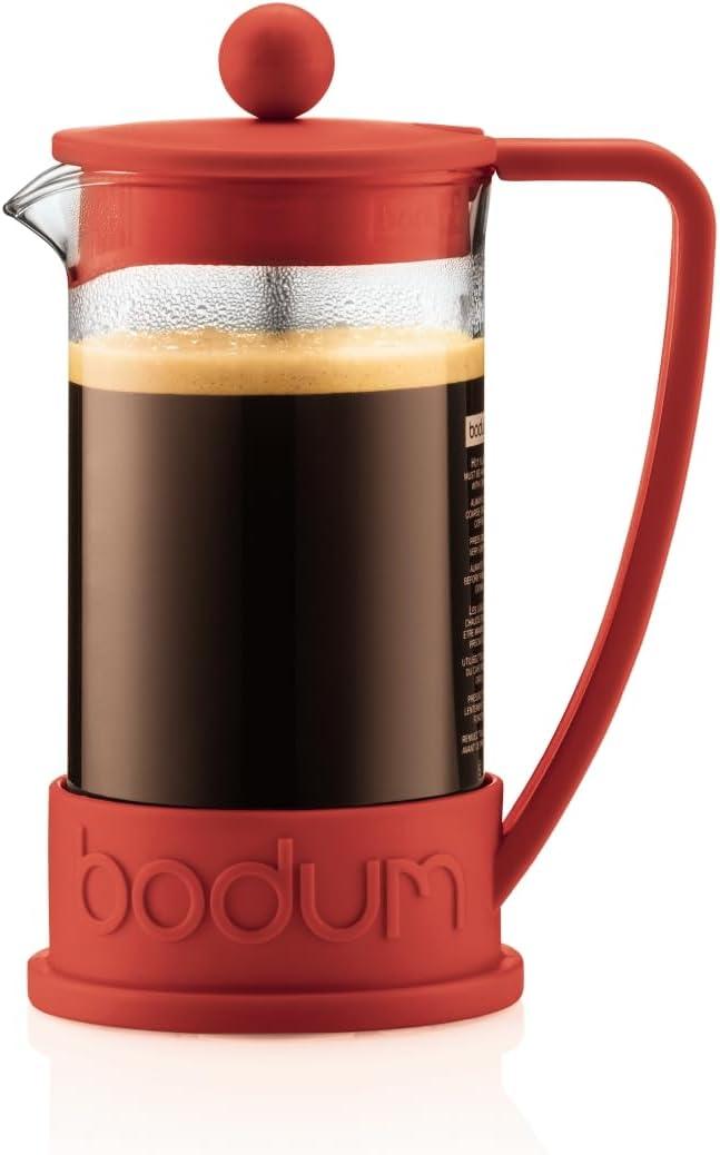 Bodum 34oz Brazil French Press Coffee Maker, High-Heat Borosilicate Glass, Red - Made in Portugal