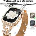 NewWays Sparkle You Days, Shine Every Moments Compatible with Apple Watch Band with Bling Case 40mm 41mm 44mm 45mm for Women, Jewelry Look Mesh Loop Magnetic Strap Protective Case for iWatch Women
