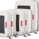 LeanTravel Premium Compression Packing Cubes for Travel - Luggage Organizers with Double Zipper - Sturdy Bags for Suitcase (6-Pack, Sand)