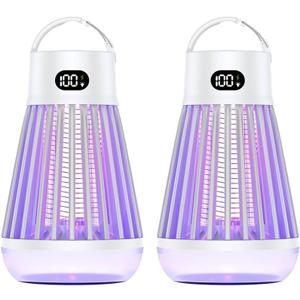 Zappify Zapper 2.0 Pro - 2 Pack Portable Bug Zapper, Indoor & Outdoor, Cordless Rechargeable Mosquito Zapper, Hanging Hook, 1500V High Voltage, Trap for Fly, Insect, Mosquito & Bugs