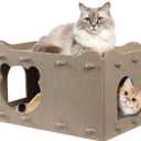Ryoizen Cat Houses for Indoor, Cat Tunnel Bed Cave for Multiple & Large Up to 22 Lbs, Scratch Resistant Bed Caves, Foldable Hideaway Enclosed