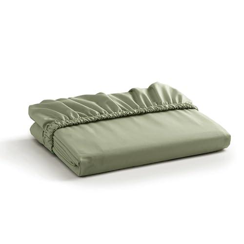 Cotton Percale Weave Fitted Sheet, Queen Size, Sage, 1 Deep Pocket Fitted Sheet, Fits Mattress Upto 16" Crisp and Cool Strong Bed Linen,  Gueen
