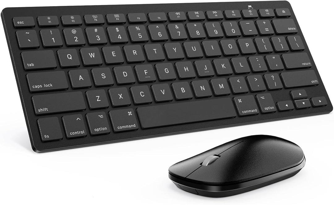 Bluetooth Keyboard and Mouse Compatible with Mac, OMOTON Ultra-Slim Wireless Keyboard and Mouse Combo Compatible with MacOS, MacBook Pro/Air, iMac, Mac Mini, Laptop and PC(Black)