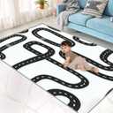 Play Area Rugs Black and White Seamless in Roads from Above 3D Carpet Extra Large Rug ' Bedroom Playroom Nursery Dcor Boys Girls, Learning & Playing 5x8 ft, Multi9, 5 feet X 8 feet
