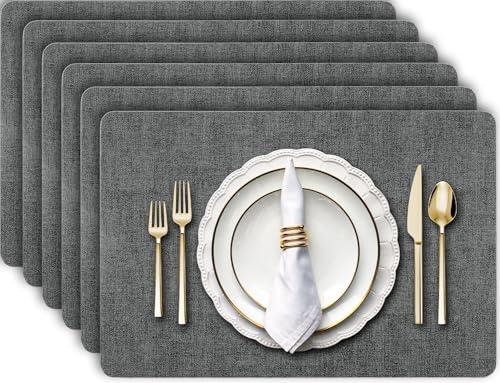 Aofmee Faux Leather Placemats Set of 4 - Waterproof - Wipeable - Washable - Heat Resistant - Anti Slip Stain Resistant Kitchen Dining Table Place Mats, Suitable for Indoor & Outdoor Use, Easy to Clean