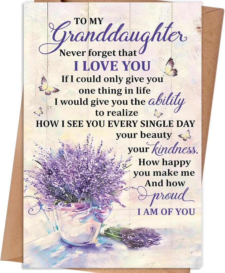4 x Granddaughter Birthday Card, Birthday Card Gifts for Granddaughter from Grandparents, Granddaughter Birthday Gift Adult