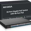 48 Port Gigabit PoE Switch Unmanaged with 48 Port IEEE802.3af/at PoE+@400W, 2 x 1G SFP, NICGIGA 50 Port Network Power Over Ethernet Switch, Desktop/Rackmount