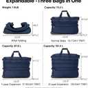 Hanke Large Expandable checked Luggage Suitcases with Wheels Foldable Duffle Bag for Travel suitcase for Women Men Garment BagBlue, 22 Inch