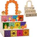 Dia De Los Muertos Decoration Dia De Los Muertos Ofrenda Altar Kit Wooden Day of The Dead Shadow Box Remembrance Picture Frame for Day of The Dead Home Kitchen Room Decoration(Elegant)