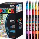 Posca Paint Markers, 3M Fine Point Acrylic Paint Pens with Reversible Tips, Art Supplies For Gifts, Decorations Fabric, Metal, Glass, Wood and Canvas, Set of 15