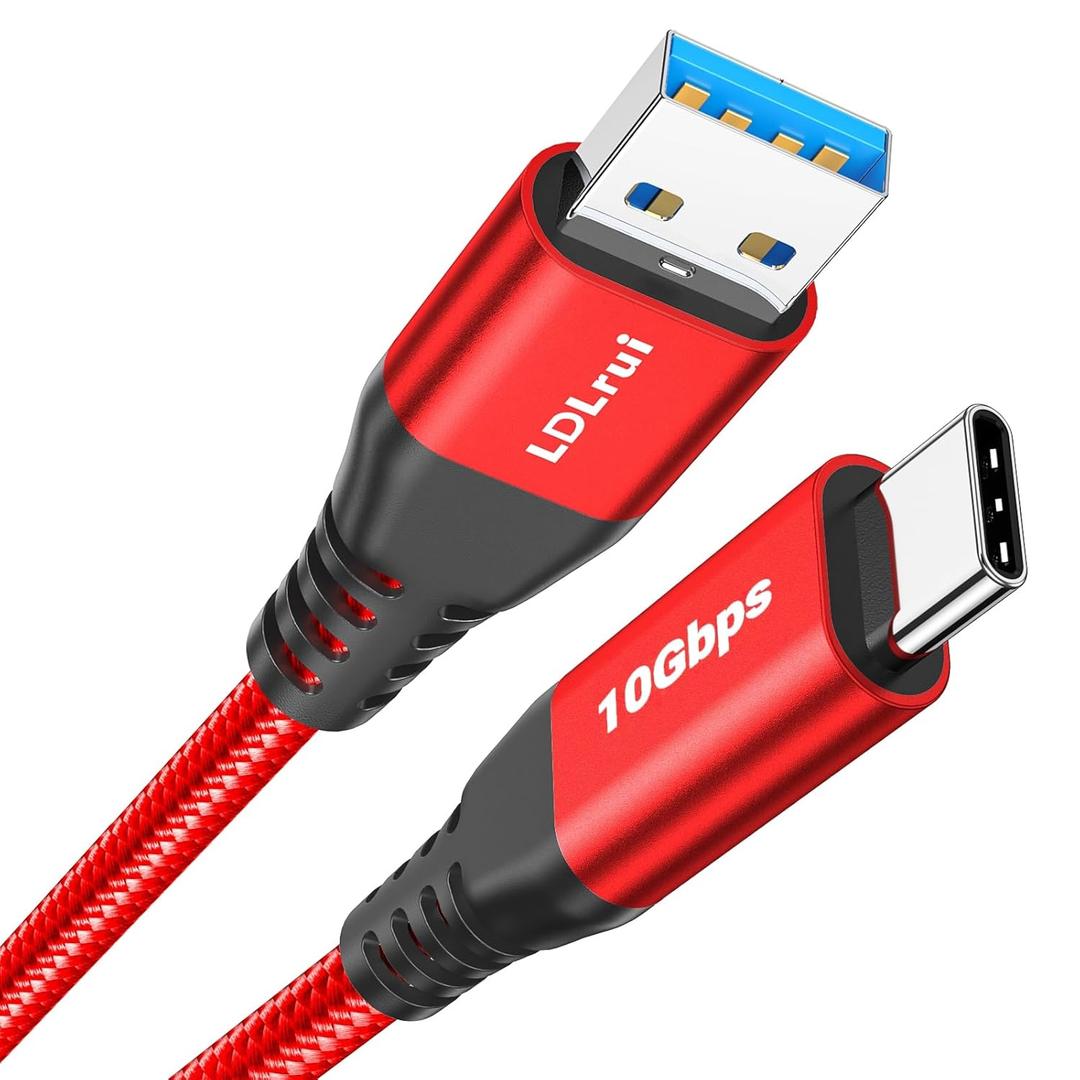 USB-C Data Cable 10Gbps [6ft, Red], Android Auto USB 3.2 Gen 2 USB A to USB C Data Transfer Cord Type C 3.1A Fast Charging for Samsung Galaxy S24/S23/S22/S21, iPhone 16/15 Pro Max CarPlay, Pixel 9