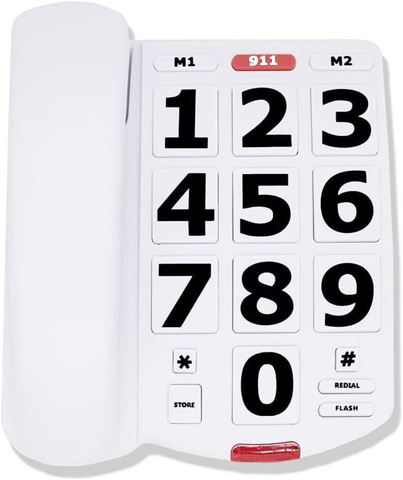 Big Button Amplified Corded Phone for Elderly & Seniors - Extra Loud Ringer, Home Landline Telephone for Hearing Impaired