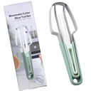 3-in-1 Watermelon Fork Slicer Cutter,Watermelon Cutter Slicer Tool,Stainless Steel Watermelon Windmill Cutter,Melon Cutter Knife Portability Fruit Fork for Kitchen, picnicking (Green) 2 PACK