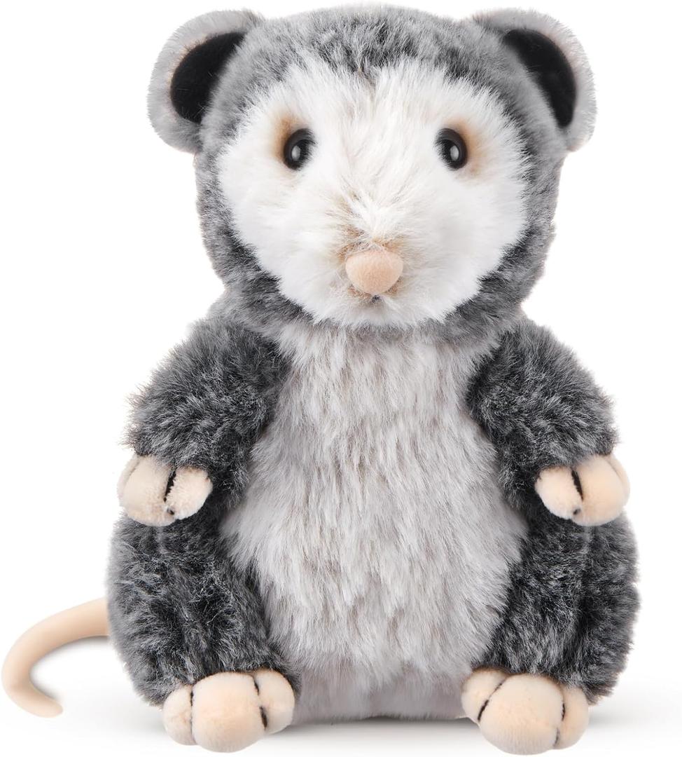 Shappy Possum Stuffed Animal Opossum Plush Cuddle Realistic Possum Plushies Cute Soft Toy Birthday Gifts for Kids Women Men Funny Operation Christmas Items Adorable Gag Gift, 5.5 Inches