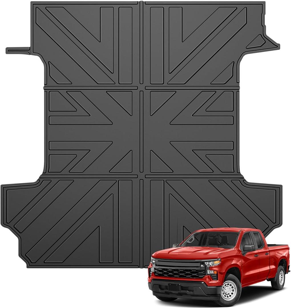 Truck Bed Mat for 2019-2025 Chevy Silverado/GMC Sierra 1500 5.8FT Crew Cab Short Bed Liner All Weather Bed Cargo Mat for 19-25 Chevrolet Silverado/GMC Sierra 1500 Accessories