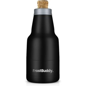Frost Buddy Chubby Buddy - Mexican Beer Bottle Cooler - Stainless Steel Double Wall Vacuum Insulated compatible with Modelo Beers (Black)