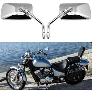 M10 Motorcycle Side Mirrors, Chrome Rectangle Motorcycle Rearview Wing Mirrors Compatible With Bobber ATV Street Bike Cruiser Chopper (Chrome)