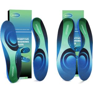 Plantar Fasciitis Insoles for Men Women,High Arch Support for Pain Relief,Inserts Orthotic for Flat Feet Absorbing Inserts Standing All Day, Insoles for Work Boots 2 Pairs M7-7.5/W9-9.5 (Bluegreen)