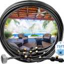 MIXC Misters for Outside Patio, 75FT (23M) Misting Line+23 Mist Nozzles+3/4" Brass Adapter, Outdoor Misting Cooling System for Patio Backyard Garden Greenhouse Horse Corral