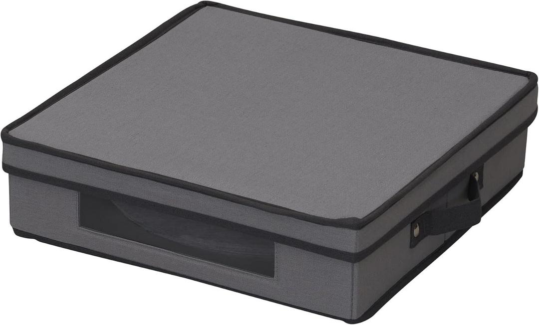 FIBER CONTENT, Gray Charger Storage Box, Holds 12 Plates