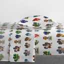 Jay Franco Kids Sheet Set with Fitted, Flat Sheets & Pillow Cover - Ultra-Soft Bedding with Pillowcase for Room Decor, White - Monster Jam, 3 Piece Toddler