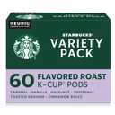 Starbucks K-Cup Coffee Pods, Flavored Hot or Iced Coffee, Variety Pack, 60 Keurig Pods, Best By 04 September 2025 