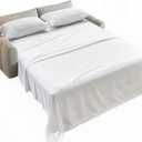 Kingnex Striped Sofa Bed Sheets Queen for Sleeper Sofa Bed with 4-6 Deep Soft Brushed 1800 Microfiber 4 Piece Bedding Set (60"x74"x6") White