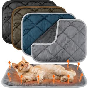 Clysee 4 Pack Self Heating Cat Pad Self Warming Dog Mat Reflects Body Heat Extra Warm Thermal Pet Pad Washable Dog Cat Bed Crate Bed Mat Blanket(Mixing Colors,16 x 20 Inch)