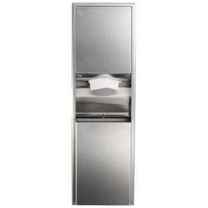 Bobrick 3949 ClassicSeries Stainless Steel Surface-Mounted Convertible Paper Towel Dispenser/Waste Receptacle, Satin Finish, 12 Gallon Capacity, 17-1/2" Width x 56-5/16" Height