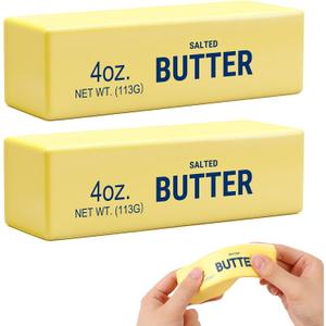 2Pack Slow Rising Dumpling Squishy Butter Squeeze Toys, Slow Rising Squishy,Squeeze Ball Realistic Butter Stick Soft Squeeze Toys for Anxiety and Stress Relief, Party, Gifts