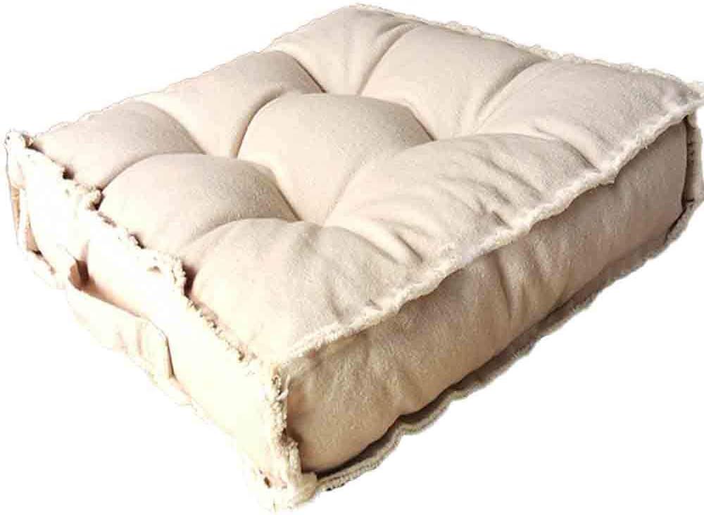 Verpert Square Thick Floor Seating Cushions,Solid Thick Tufted Cushion Meditation Pillow for Sitting on Floor,Tatami Pad for Guests or Kids Reading Nook,Yoga Living Room Sofa Balcony Outdoor (Beige)