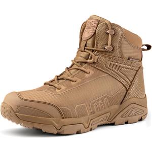 FREE SOLDIER Men's Waterproof Hiking Boots Lightweight Work Boots Military Tactical Boots Durable Combat Boots (7, Waterproof Black)