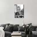 Trendy Woman Reading Newspaper Wall Art Vintage Black and White Paris Eiffel Tower Poster Modern Feminist Aesthetic Cityscape Canvas Print For Girls Room Apartment Office Decor 12x16inch Unframed