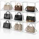 6 Pack Acrylic Purse Organizer for Closet, Stackable Clear Handbag Storage Bins with Magnetic Doors, Display Case for Purses, Hats, Books, and Collectibles 14.2"L x 11"W x 8.56"H