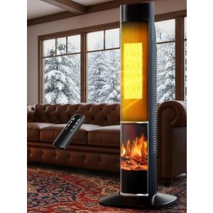 KEGIAN Space Heater Large Room, 32" Electric Heaters for Indoor Use with Thermostat, 120 Oscillation, Remote, 24H Timer, Eco Mode, PTC Ceramic, 25dB Quiet, Portable Tower Heater for Bedroom, Office