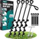 19-Inch Ground Anchors Heavy Duty, Trampoline Stakes Anchors Screw-in for High Wind, Earth Anchor with Strong Straps for Swing Sets, Trampolines, Mobile Home, Sheds, Carports(4x19in)