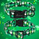 2 x ARING PET St Patrick's Day Dog Collar, Cute Green Clovers Shamrock Fairy Pet Collars with Quick Release Buckle for Puppy Small Medium Large Boy Girl Dogs-S