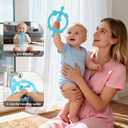 3 x Chuya Baby Teething Ring Sticks,Baby Teether Toys 0-6 6-12 12-18 Months,Teething Relief for Babies,Infant Toys 0 3 6 9 12 18 Months Sensory Toy Easy-Hold (Blue)