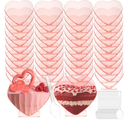 Mini Heart Shaped Dessert Cups with Spoons 2.7 oz Valentine Day Plastic Appetizer Cup Clear Disposable Reusable Heart Shaped Bowl for Valentine Wedding Party Cakes Ice Cream(Pink,100 Set) missing 10 hearts and spoons