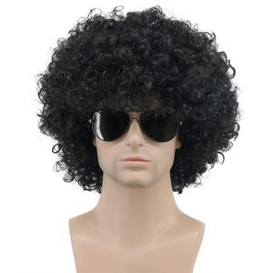 karlery Adult Men Women Afro 70s 80s Short Curly Black Rocker Party Wig California Halloween Costume Cosplay Wig