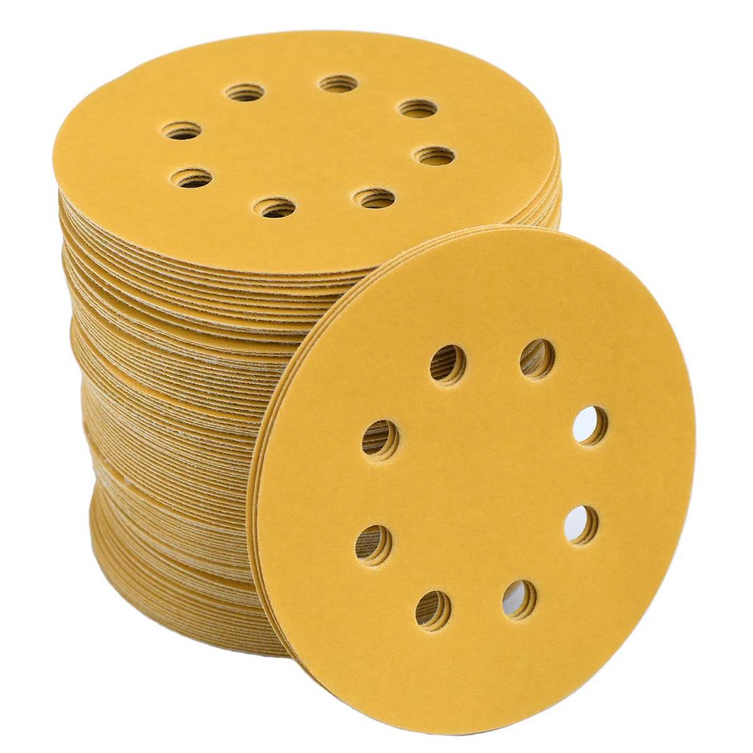 5-Inch 8-Hole Hook and Loop Sanding Discs 800-Grit Random Orbit Sandpaper, 100-Pack